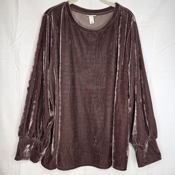 Ava & Viv 3X Blush Crushed Velour Pullover Stretch N-1760 - Picture 6 of 12